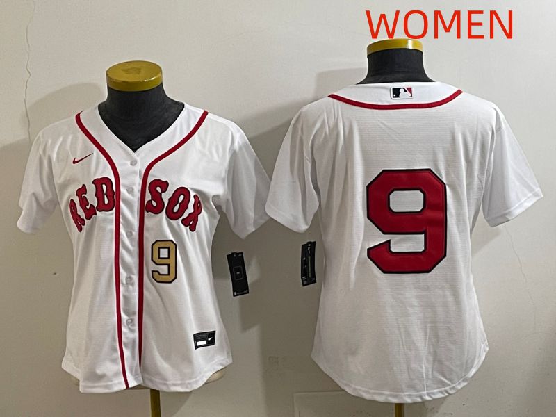 Women Boston Red Sox #9 No Name White Game 2025 Nike MLB Jersey style 3